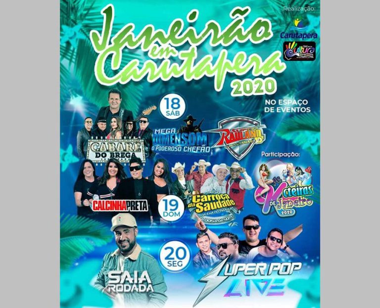 Prefeitura de Carutapera divulga programação oficial do “Janeirão 2020”; evento será realizado nos dias 18, 19 e 20 deste mês