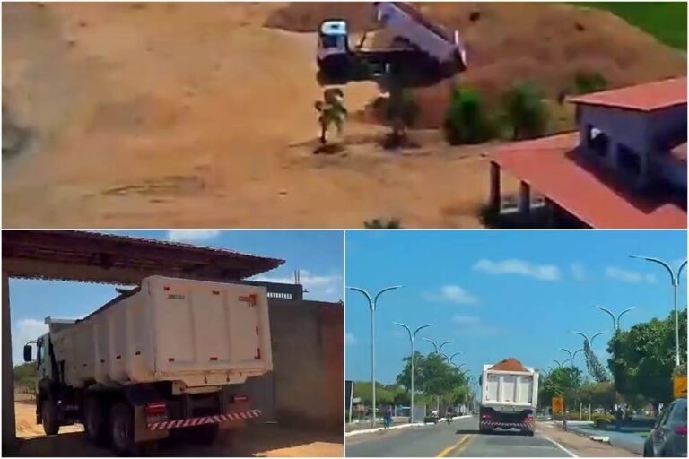 E PODE MP? Veículos da Prefeitura de Nova Olinda são flagrados atuando em obra particular do prefeito interino